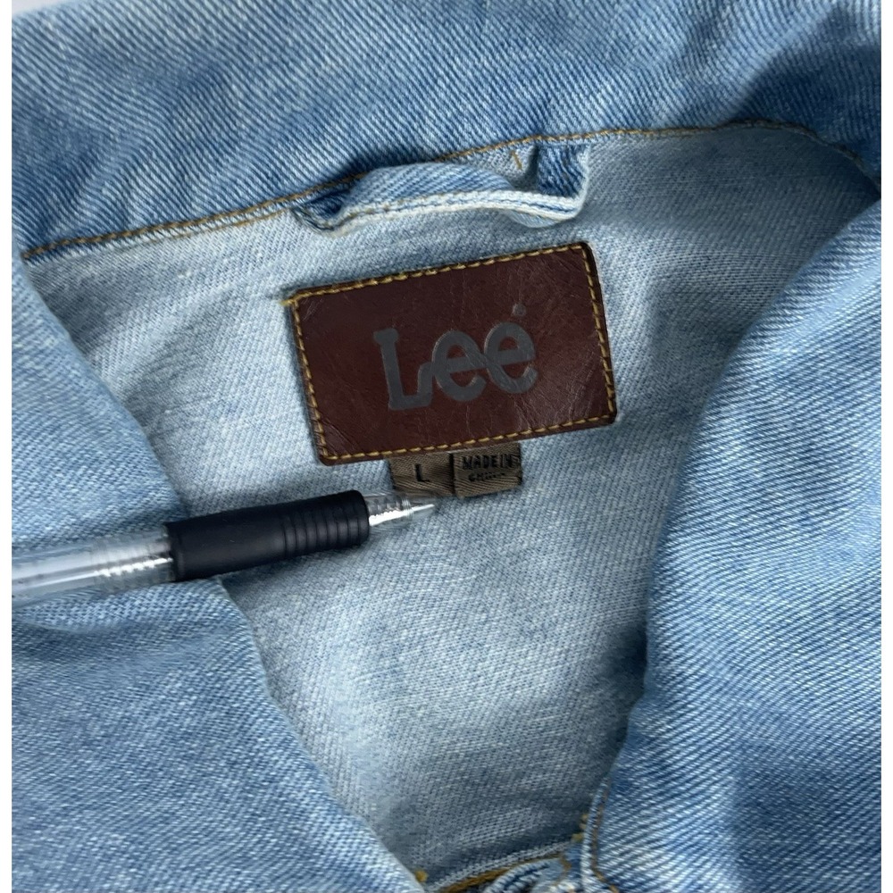 Vintage 90s Lee Trucker Denim Blue Jean Jacket Men's Large - Picture 9 of 12